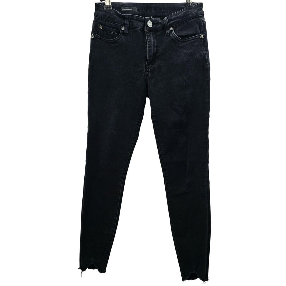 KUT From The Kloth Jeans Women 0 Black Carlo Ankle Skinny Raw Hem Fray Cigarette
